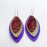 Purple & Gold Football Leather Hoops