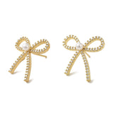 Pave Pearl Bow Stud