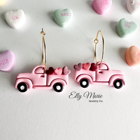 Lovestruck Pickup Truck Clay Earrings