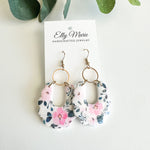 Pink & Green Floral- Maddison Clay Earrings