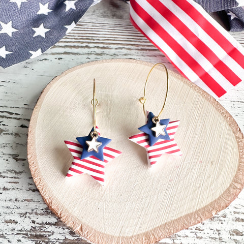 Star Spangled Clay Hoops