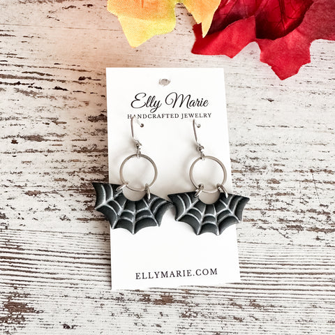 Spider Web Clay Earrings