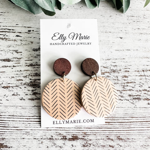 Herringbone Double Drop Clay Earrings