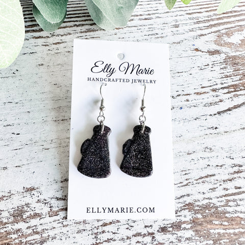Black Glittered Cheer Clay Cutouts