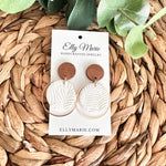 White Palm Embossed Julia Clay Earrings