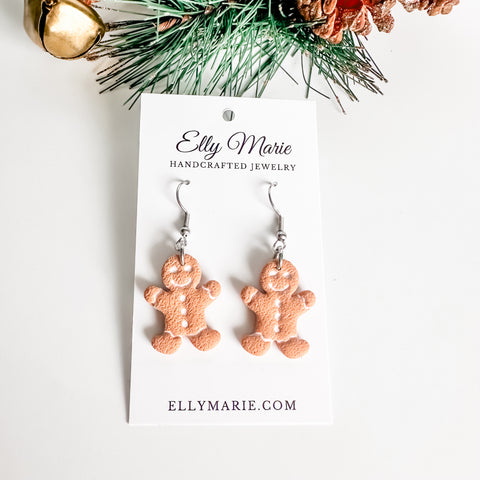 Gingerbread Man Clay Cutout Earrings
