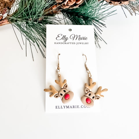 Jolly Reindeer Clay Earrings