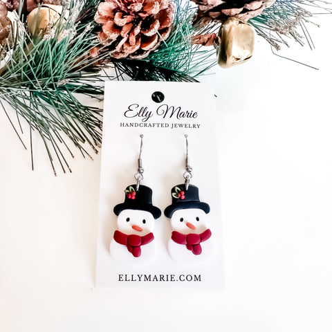 Holiday Snowman Clay Earring