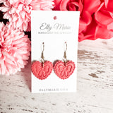 Embossed Bow Heart Dangle