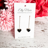Black Heart Threader Earrings