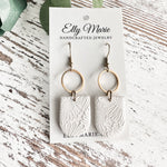 White Sunflower Embossed Avery Earrings