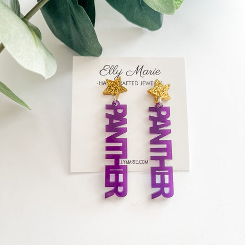Panther Block letter Acrylic Earrings