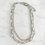 Silver Paper Clip Layered Necklace
