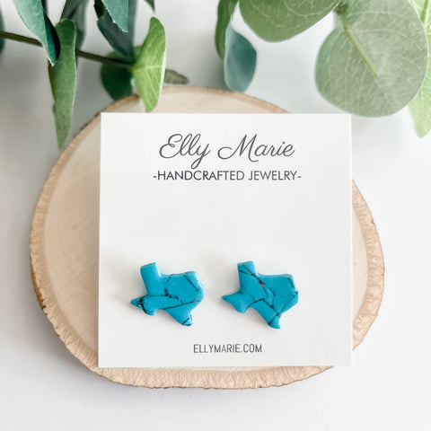 Turquoise Texas Cutout Clay Studs