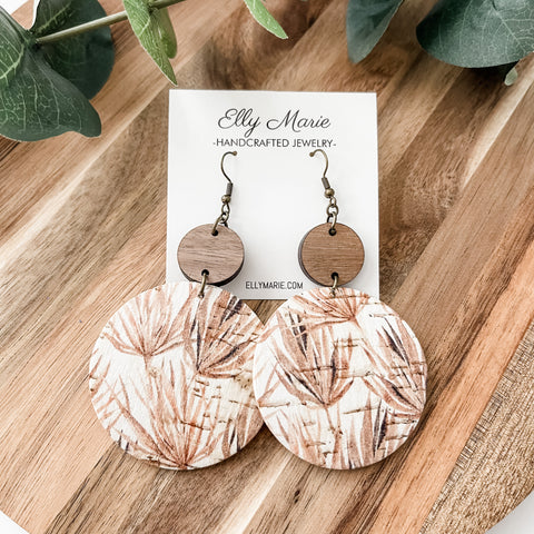 Autumn Brush-  Large Double Drop Leather Earrings