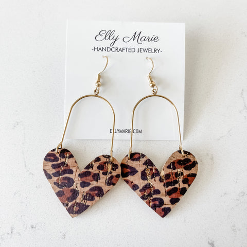 Tan Leopard Amor Leather Earrings