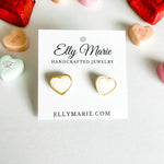Gold Trimmed Heart Studs- Multiple Colors