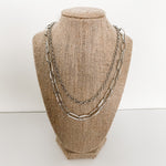 Silver Paper Clip Layered Necklace