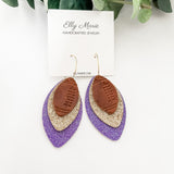 Purple & Gold Football Leather Hoops