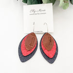 Red & Navy Football Leather Hoops