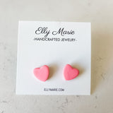 Pink Heart Clay Studs
