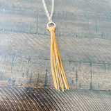 Gold Leather Fringe Necklace