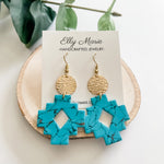 Turquoise Aztec Drop Clay Earrings