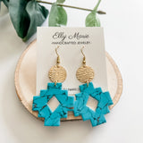 Turquoise Aztec Drop Clay Earrings