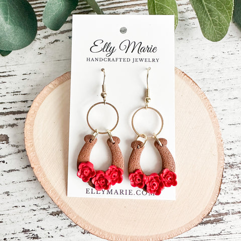 Run For The Roses- Clay Earrings