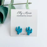 Turquoise Cactus Cutout Clay Studs