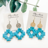 Turquoise Aztec Drop Clay Earrings